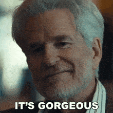 a man with gray hair and a beard says it 's gorgeous on his face