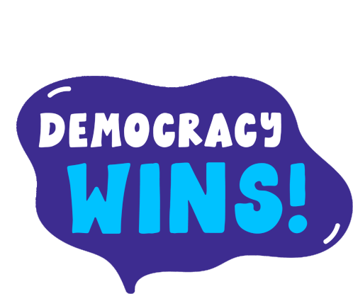 Democracy Wins Blue Sticker - Democracy Wins Blue Vote Blue Stickers