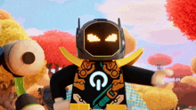 a cartoon character with a helmet that has a g on the back of it