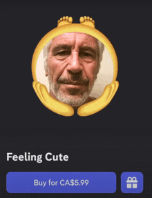 a picture of a man 's face with the words feeling cute above it