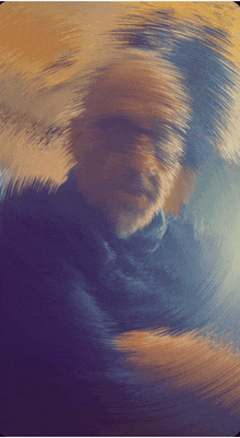 a painting of a person 's face with a swirl in the middle