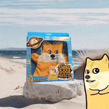 a box with a doge mascot on it