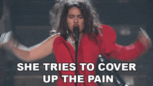 She Tries To Cover Up The Pain Alessia Cara GIF - She Tries To Cover Up The Pain Alessia Cara Scar To Your Beautiful Song GIFs