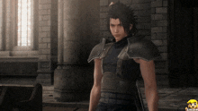 a video game character is standing in front of a brick wall with the words sirioin on the bottom right