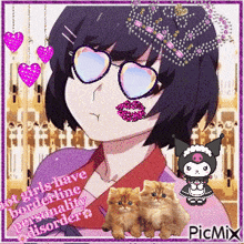 a picture of a girl with glasses and a crown on her head with the words " girls have borderline personality disorders "