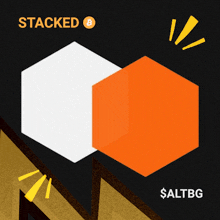 an advertisement for stacked saltbg shows a white and orange cube