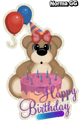 Happy Birthday Balloons Sticker - Happy Birthday Balloons Bear Stickers