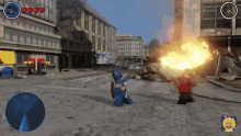 a lego video game is being played with a captain america character in the foreground