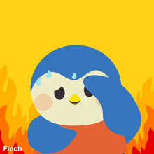 an illustration of a penguin with the words to hot on it