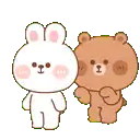 a rabbit and a teddy bear are standing next to each other on a white background .
