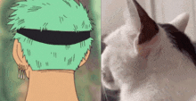 a picture of a cartoon character and a picture of a cat 's face