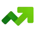 a green arrow is pointing up on a white background .