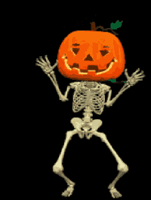 halloween scary pumpkin skeleton