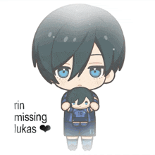 a drawing of a boy with the words rin missing lukas