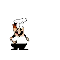 a pixel art drawing of a man in a chef hat