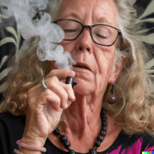 Vape Weed Old Woman High Cannabis GIF - Vape Weed Old Woman High Cannabis GIFs