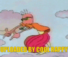a cartoon of a man playing a trumpet with the words uploaded by cool rappy