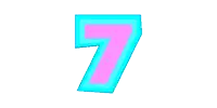 a blue number 7 with a purple stripe on the bottom