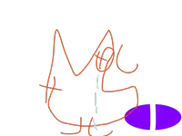 a drawing of a person with a purple circle and the letter t