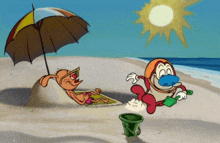 Stimpy Play In The Sand GIF