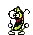 a pixel art drawing of a worm with a thumbs up sign .