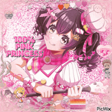 a picture of a girl with the words 100 % pink princess