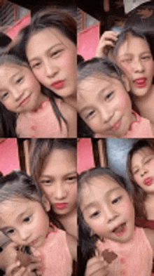 a woman and a little girl are posing for a picture .