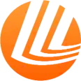 an orange circle with a white l on it