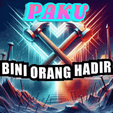 a poster with two crossed hammers and the words " paku "