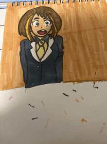a child 's drawing of a girl in a suit