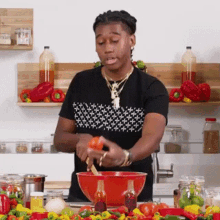 Throwing Tomato Lil West GIF - Throwing Tomato Lil West Hot Sauce Song GIFs