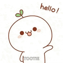 a cartoon character with a plant growing out of its head is saying `` hello ! ''