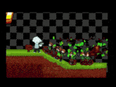 a video game scene with a bunch of green coins coming out of a hole in the ground