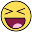 a yellow smiley face with its mouth open .