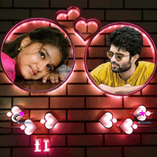 a picture of a girl and a man with the letter ii on the bottom right