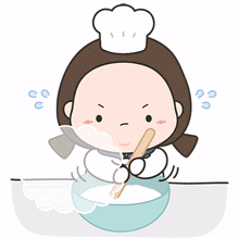 little chef baby girl mixing baking