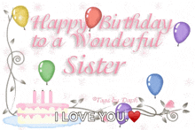 Sister Happy Birthday GIF - Sister Happy Birthday Balloons GIFs
