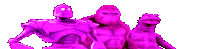 a group of purple monsters standing next to each other on a white background .
