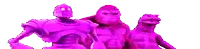 a group of purple monsters standing next to each other on a white background .