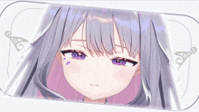 a girl with purple hair is surrounded by a bunch of other girls