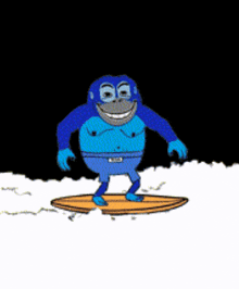 a cartoon of a monkey on a surfboard with the letter a on his chest