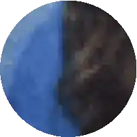 a pixelated image of a blue and black circle on a white background