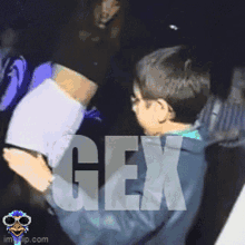 a picture of a boy with the word gex written on it