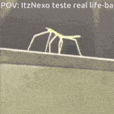 a drawing of a person walking on a ledge with the caption " pov itznexo teste real life-ba "