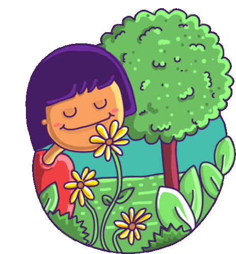 Girl Smelling Flowers At Cubbon Park Sticker - L3india Girl Cute Stickers