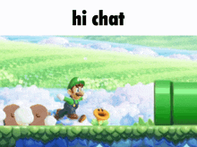a picture of a video game with the words hi chat above it