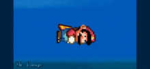 a pixel art drawing of a rocket with the name mr lange on the bottom