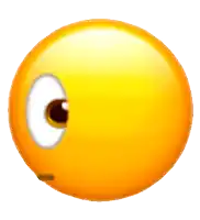 a yellow smiley face with a white eye and a black nose