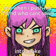 Me When I Push My Friend Who Cant Swim GIF - Me When I Push My Friend Who Cant Swim Into A Lake GIFs