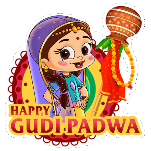 Happy Gudi Padwa Chutki Sticker - Happy Gudi Padwa Chutki Chhota Bheem Stickers